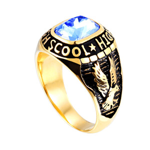 Cincin kelas baja tahan karat <span class=keywords><strong>Onyx</strong></span> hitam antik perhiasan Cluster kuningan kualitas tinggi hadiah pesta ulang tahun pernikahan emas 18K - Product Image 5