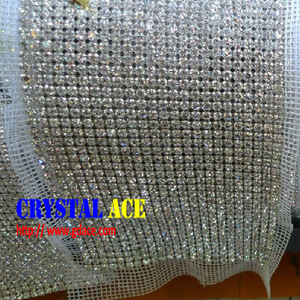 Malha de strass de cristal de 24 linhas, malha com cristais de strass para decoração