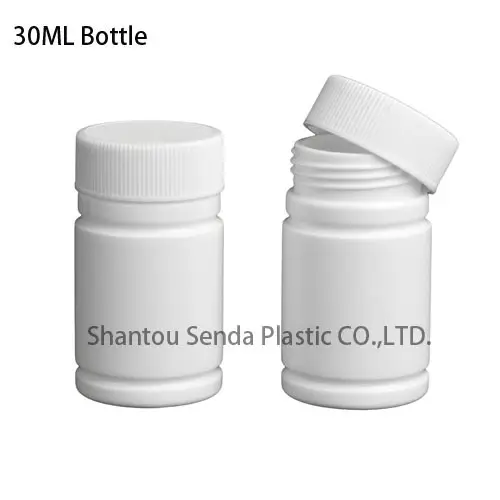 Botella de plástico 30cc, medicina farmacéutica PE botella de pastillas de plástico/medicina 30ml