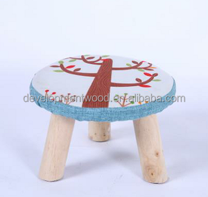 Children <strong>mushroom</strong> round shaped solid development wood wooden foot <strong>stool</strong> ottoman living room furniture removable cover 4 - Product Image 2