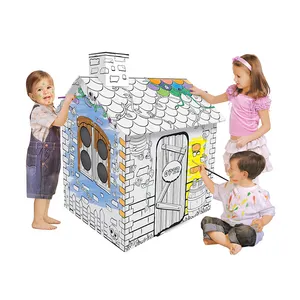Belajar Menggambar Rumah Bermain Anak-anak 3D Lukisan Coretan Karton DIY Rumah Kertas