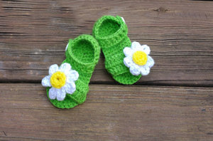 <span class=keywords><strong>Sandalias</strong></span> Verdes de Flores Tejidas a <span class=keywords><strong>Crochet</strong></span> para Bebé Niña - Product Image 5