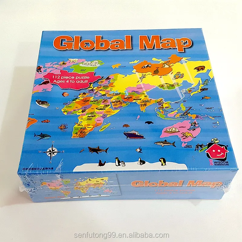 Factory Directly 112 Pieces Puzzle Global Map Jigsaw Paper Puzzle