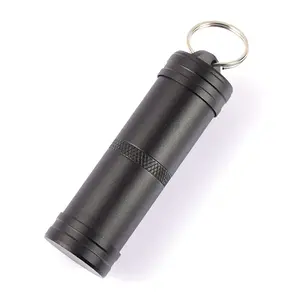 Outdoor Camping Traveling Portable Pill Case Aluminum Pill Carrier Waterproof Pill Holder with Key Chain