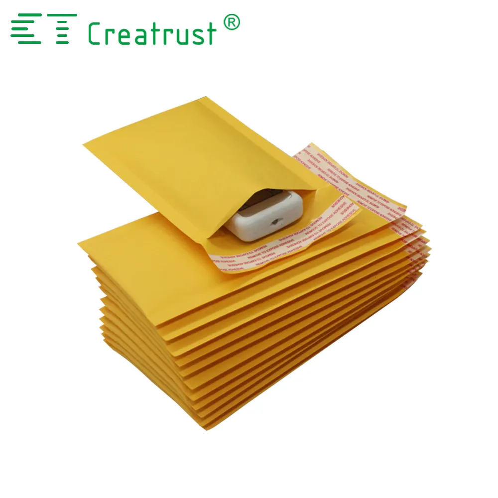 Желтая пузырьковая Курьерская сумка для почтовых отправлений из крафт-бумаги, пузырьковый конверт