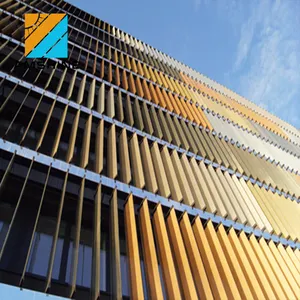 Custom building architecture aluminum alloy external aerofoil sun facade vertical louver