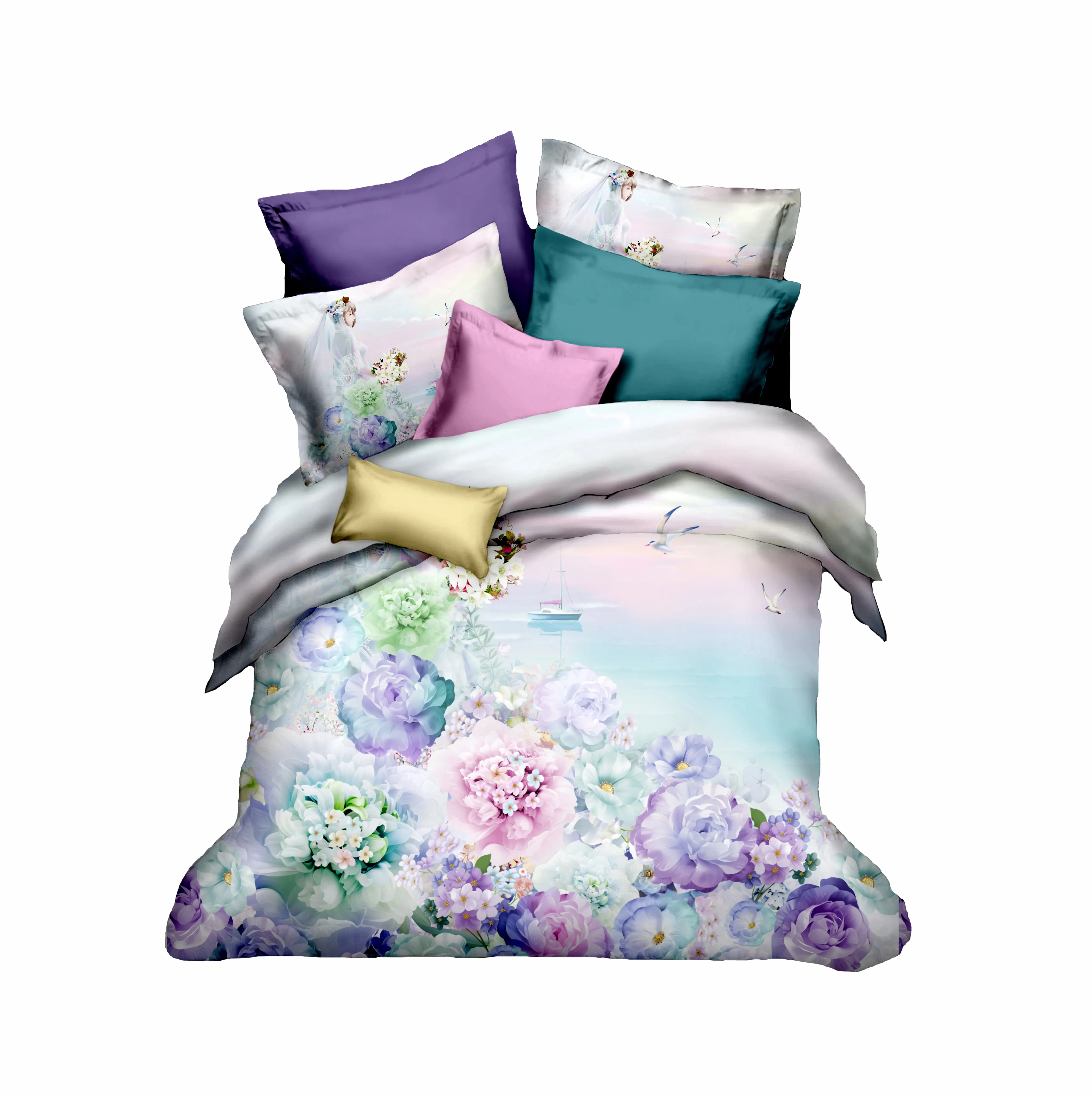 Juego de cama 3d con estampado digital de flores