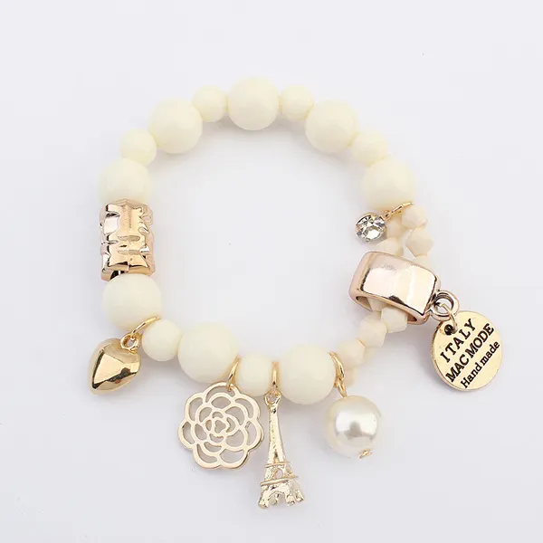 Yiwu maken armband kralen import sieraden uit china wit kralen parel steen charm armbanden PB1895