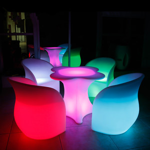 Luxury Modern <strong>Bar</strong> <strong>Set</strong> with LED Chairs Tables-Portable Waterproof <strong>Outdoor</strong> Furniture for Events Parties Night Clubs &amp; Home Gardens - Product Image 5