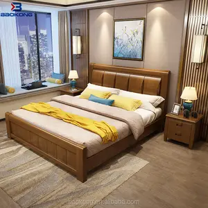 2018 Massivholz New Chinese Style Gummi Holz Doppelbett