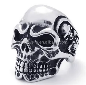 2020 New Wholesale Vintage Gothic Biker 925 sterling silver skull ring For Men