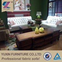Juego de sofá de tela de madera de calidad Chester, diseño Modular blanco para el hogar, sala de estar, apartamento o Hotel, sofá de estilo chino