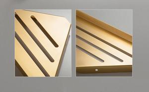 Mensola angolare moderna e resistente da parete per bagno, a doppio livello, con cestello in oro spazzolato - Product Image 5