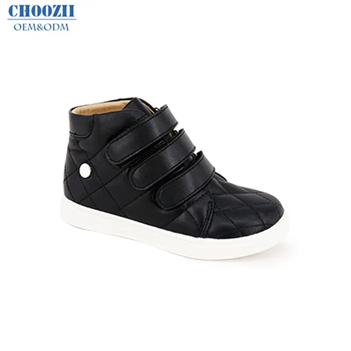 Choozii OEM Fashion Genuine Leather Ankle Latest Design Winter Season Keep Warm Black Flat Kids Soft Boots And Shoes