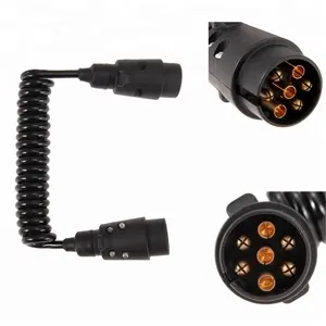 12V 24V Trailer Extension Spiral Power Cable 7Pin Trailer Light Board Extension Cable Electric Power Spiral Cable for Towing