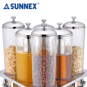 Dispensador Giratorio de Bebidas y Cereales de Acero Inoxidable de Alta Calidad Sunnex, 3 Litros, 6 Unidades, para Equipamiento de Servicio de Restaurantes y Hoteles - Product Image 5