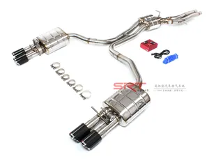For Audi A7 2.5L exhaust system A7 change S7 style 89AK carbon exhaust tips with valve