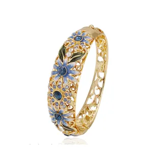 Bangle-99 Xuping Perhiasan CZ Paduan Tembaga Berlapis Emas 24K, Gelang Modis Dubai 2018 untuk Wanita