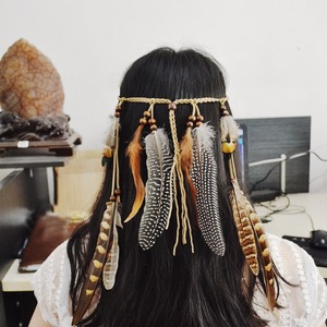 <span class=keywords><strong>Diadema</strong></span> Bohemia con <span class=keywords><strong>Plumas</strong></span>, <span class=keywords><strong>Diadema</strong></span> Hippie para Mujer, Accesorios Hippies, Accesorios para el Cabello Indios para Disfraces - Product Image 2