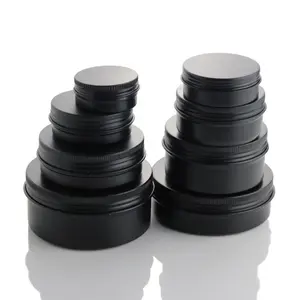 Boîtes métalliques vides à vis rondes de 5ml-250ml, récipient en aluminium noir mat, pour crème cosmétique, NAL02, 1 pièce