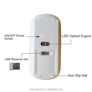 Wireless Rechargeable Mouse Best Slim Custom Logo 2.4 GHZ USB Flat Computer Pc Laptop Mice Wireless Rechargeable Mouse