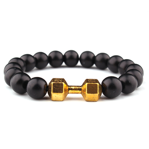 Chữ Barbell Đinh Tán Đàn Hồi Người Đàn Ông Vòng Đeo Tay <span class=keywords><strong>4</strong></span> Màu Quả Tạ Hạt Chuỗi Nam Bọc Vòng Đeo Tay Phụ Kiện Tay Đồ Trang Sức - Product Image 4