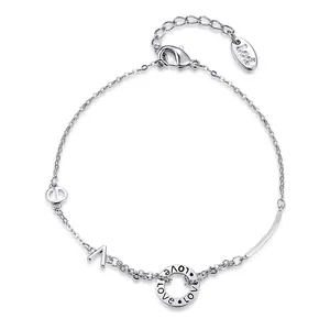 ZHILIAN Personality Jewelry Bracelet S925 Sliver Fine Rhodium Plated Pendant Bracelet Exquisite Women Sliver Bracelet
