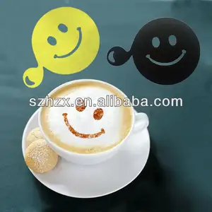 plástico decoração café estêncil rosto sorridente oco