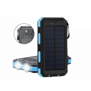 High Quality Outdoors Multi function Portable Large Capacity Waterproof Solar Panel charger 20000mAh Mobile Power Bank Cellphone