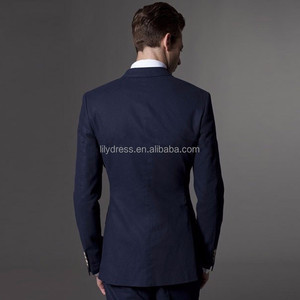 HD002 Abito da Uomo Blu Scuro <span class=keywords><strong>su</strong></span> <span class=keywords><strong>Misura</strong></span> con Due Bottoni, Completo da Sposo Slim Fit Realizzato <span class=keywords><strong>su</strong></span> <span class=keywords><strong>Misura</strong></span> - Product Image 5