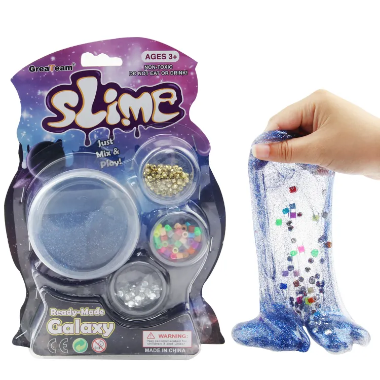 Amazon hot sale 120g Glitter Slime Kit For Kids, clear slime Stretchy Slime With Charms, DIY Sparkly Slime