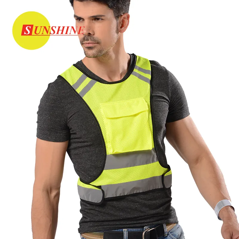 Silk screen print hi vis security 3 tapes safety night reflective vest