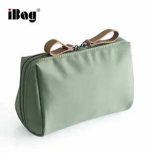 Bolsa de maquiagem pequena de nylon, bolsa verde para cosméticos de grama com preço barato