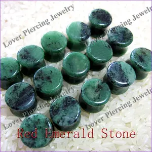 [SE-S322] Popular Wholesale Natural Red Emerald Stone Cool Ear Tunnel Piercing