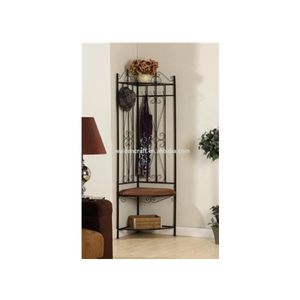 <span class=keywords><strong>Appendiabiti</strong></span> <span class=keywords><strong>ad</strong></span> <span class=keywords><strong>Angolo</strong></span> in Metallo Nero con Ripiano per Ingresso e Corridoio - Product Image 1