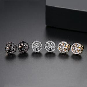 LUOTEEMI zirconi cubici Hip Hop orecchini per <span class=keywords><strong>ragazzo</strong></span> nero rodiato gioielli all'ingrosso pronti per la spedizione gioielli - Product Image 4
