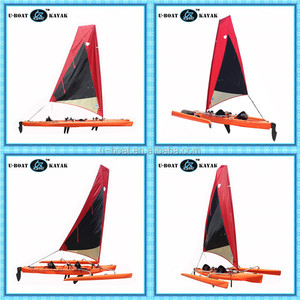 Velero de plástico Trimaran de 18 pies de alta calidad con sistema de accionamiento de pedal y nuevo diseño de timón a la <span class=keywords><strong>venta</strong></span> - Product Image 2
