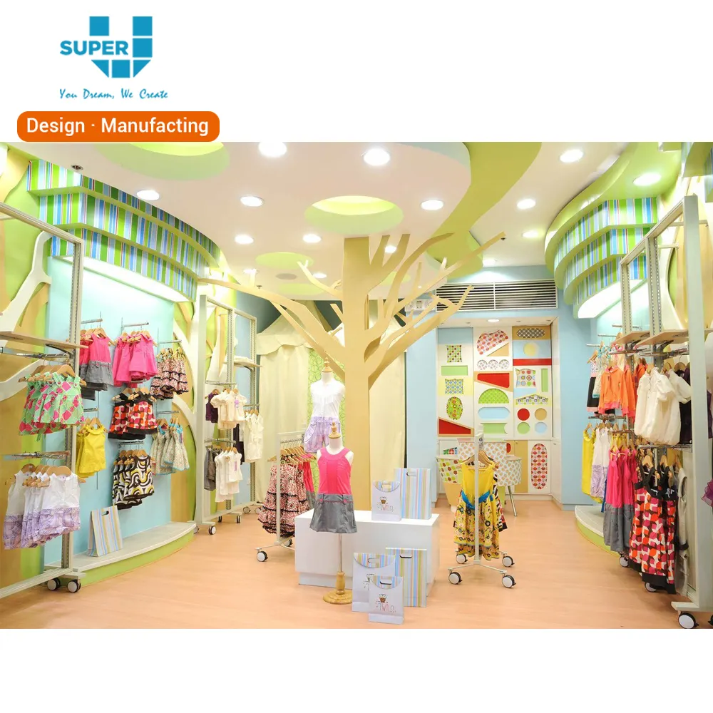 Tienda de ropa para bebé, diseño de Interior, accesorio para tienda de ropa de bebé