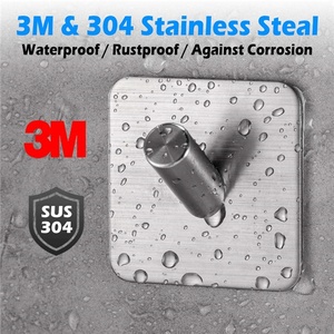Adhesive <strong>Hooks</strong>, 4 Pack Stick <strong>Towel</strong> <strong>Hooks</strong> Heavy Duty Stainless Steel Bathroom Self Adhesive <strong>Hooks</strong> - Product Image 2