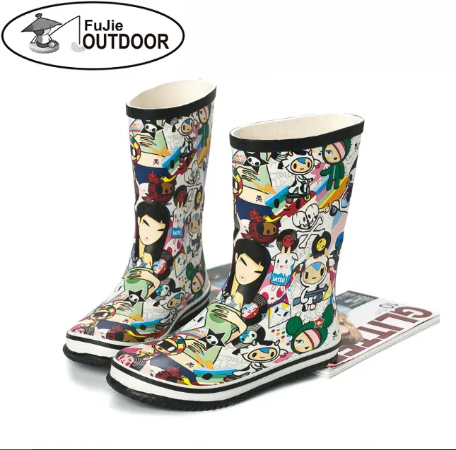 hot selling knee high neoprene rubber boots ladies sexy rubber boots