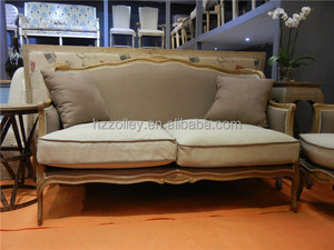 Stile francese provinciale divano a due posti divano, in legno massello intagliato a mano sedie schienale alto re trono della regina sedia, vintage a due posti divano - Product Image 2