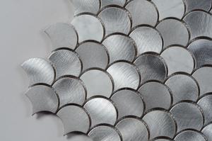 Carrelage mural en acier inoxydable, forme feuille <span class=keywords><strong>de</strong></span> poisson, design métallique, mosaïque, mur, <span class=keywords><strong>salle</strong></span> <span class=keywords><strong>de</strong></span> bains - Product Image 3