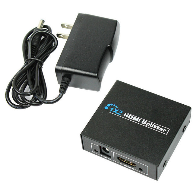 Amplifier Repeater 3D 1080p Switch BOX Hub 1x2 Port HDMI Splitter 1 Input 2 Output With Power Supply
