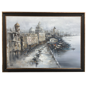 Toile d'art en gros pour hôtels, paysage urbain, art mural <span class=keywords><strong>abstrait</strong></span>, <span class=keywords><strong>peinture</strong></span> à l'huile moderne sur toile de bâtiment - Product Image 4