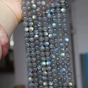 Rare Labradorite brésilienne lisse perles rondes pour la fabrication de bijoux