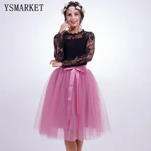 YSMARKET กระโปรงยาวคลุมเข่า7ชั้น,เสื้อผ้าอเมริกันกระโปรงตูกระโปรงโลลิต้ากระโปรงเพื่อนเจ้าสาว Jupe Saias Faldas EPT-55