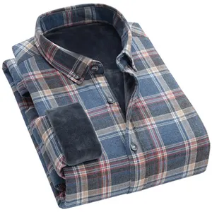 OEM Winter wind Breaker Flannel thick checked polar fleece lined polo Shirt for men