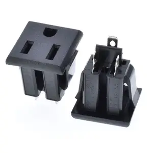 Snap in type US Panel Mount Outlet copper socket 110v ac US power socket Type A 3p power receptacle 125v 15a black