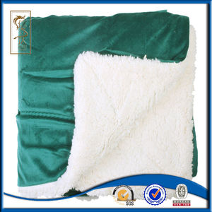 Bosque verde suave 2 capas de poliéster tejido de lana de cordero manta Merino - Product Image 3