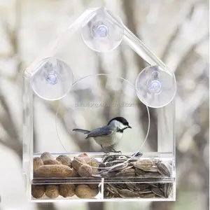 Clear Acrylic Large Window <strong>Bird</strong> <strong>Feeder</strong> with Sliding Feed <strong>Tray</strong> - Product Image 3